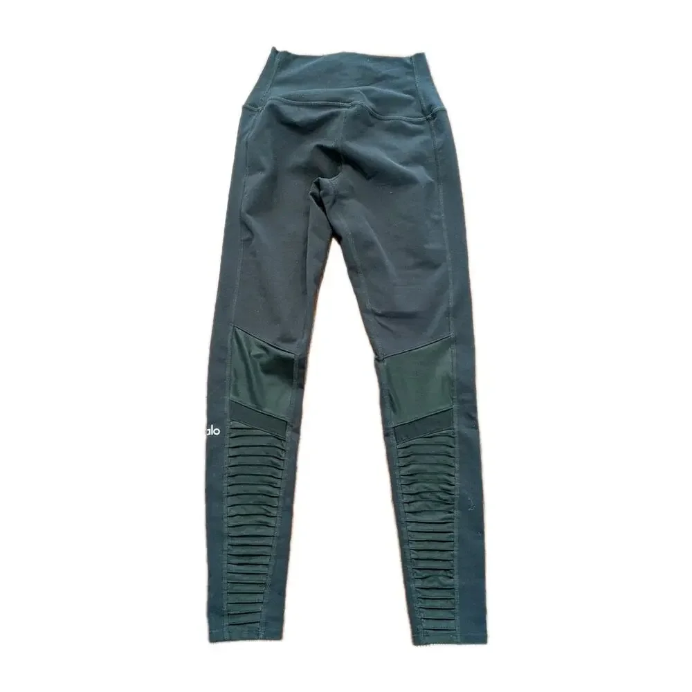 Alo Yoga Womens High-Waist Moto Leggings Hunter Green Size XS